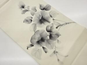 塩瀬手描き花葉模様名古屋帯